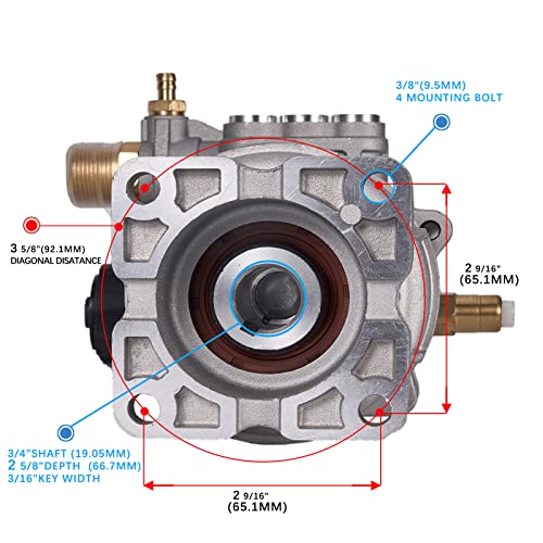 Mikatesi 3/4" Horizontal Pressure Washer Pump 2600 PSI