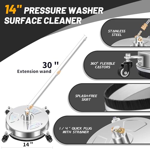 14" Stainless Steel Pressure Washer Surface Cleaner