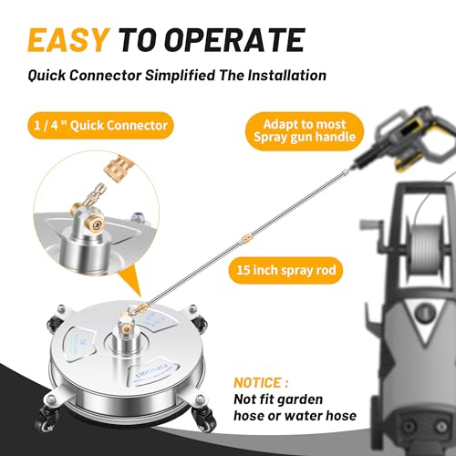 14" Stainless Steel Pressure Washer Surface Cleaner