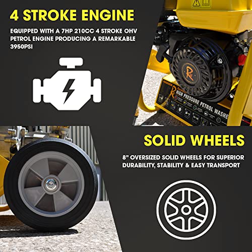 RocwooD 3950 PSI Petrol Pressure Washer - Portable