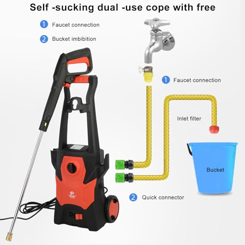 HshDUti 1800 PSI Electric Pressure Washer with Wheels
