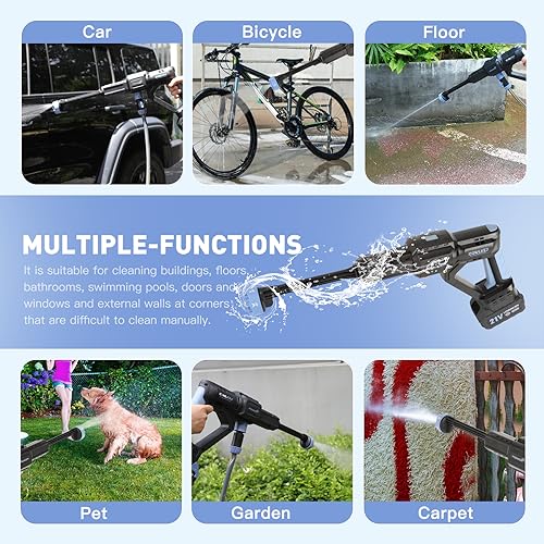 Cordless 652PSI Portable Pressure Washer with 8 Nozzles