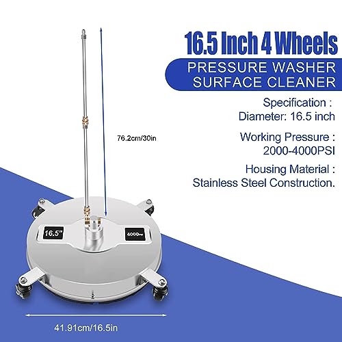 Rotary Pressure Washer Surface Cleaner with Wheels