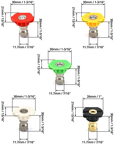 QWORK 5-Pack Pressure Washer Nozzles, 1/4 Inch