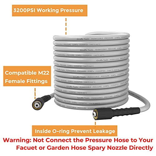 Giraffe Tools 100FT Pressure Washer Hose, 3200 PSI