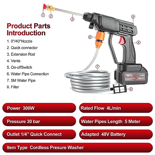 Portable Cordless Electric Pressure Washer for Cars