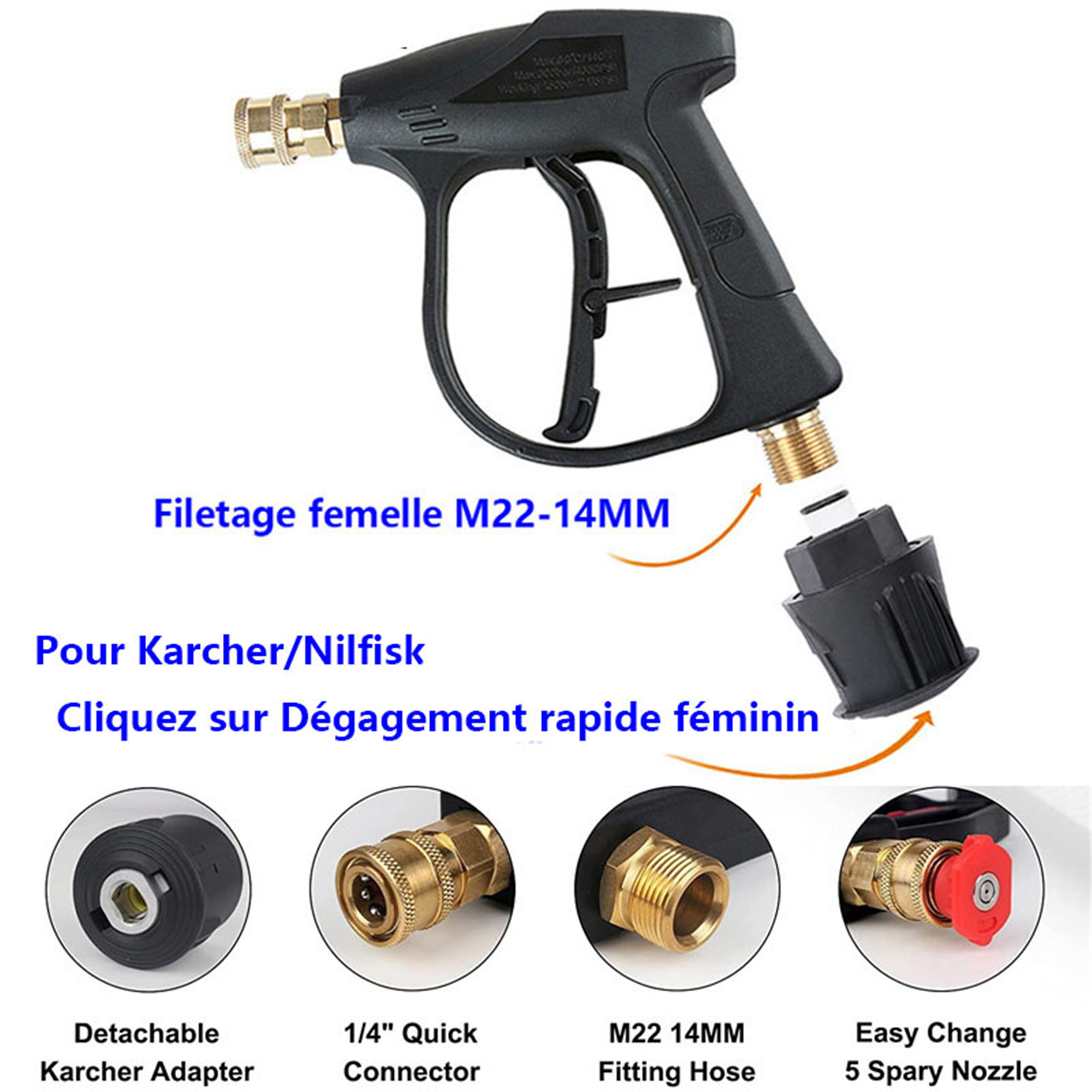 Elbourn Pressure Washer Gun with Extension Wands & Nozzles