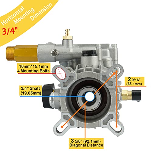 Youxmoto 3/4" Horizontal Pressure Washer Pump 3000 PSI