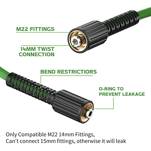 50FT Kink Resistant Pressure Washer Hose, 3600 PSI