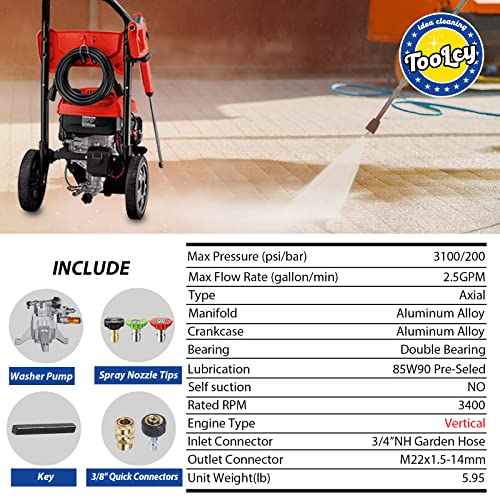 TOOLCY Vertical Pressure Washer Pump, 2500-3100 PSI