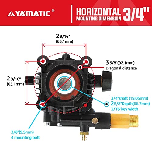 YAMATIC 3/4" Shaft Horizontal Pressure Washer Pump