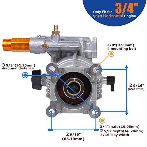 TOOLCY 3/4" Shaft Horizontal Pressure Washer Pump