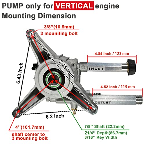 YAMATIC Vertical Pressure Washer Pump, 2200-2500 PSI