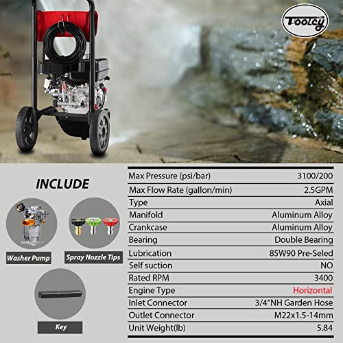 TOOLCY 3/4" Shaft Horizontal Pressure Washer Pump