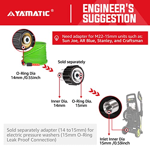 YAMATIC 25FT Kink Resistant Pressure Washer Hose