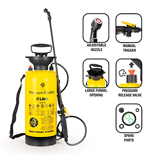 Portable 8L Pressure Sprayer with Brush and Lance
