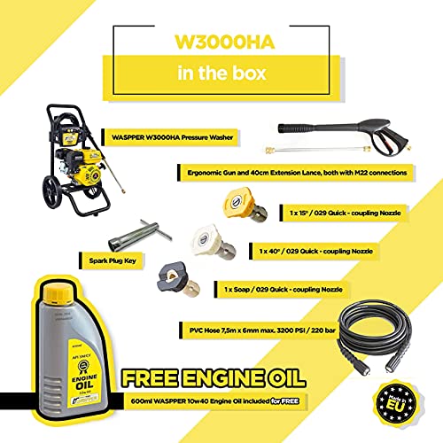WASPPER 3000 PSI Portable Petrol Pressure Washer