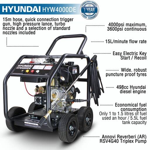 Hyundai HYW4000DE Diesel Pressure Washer 4000psi