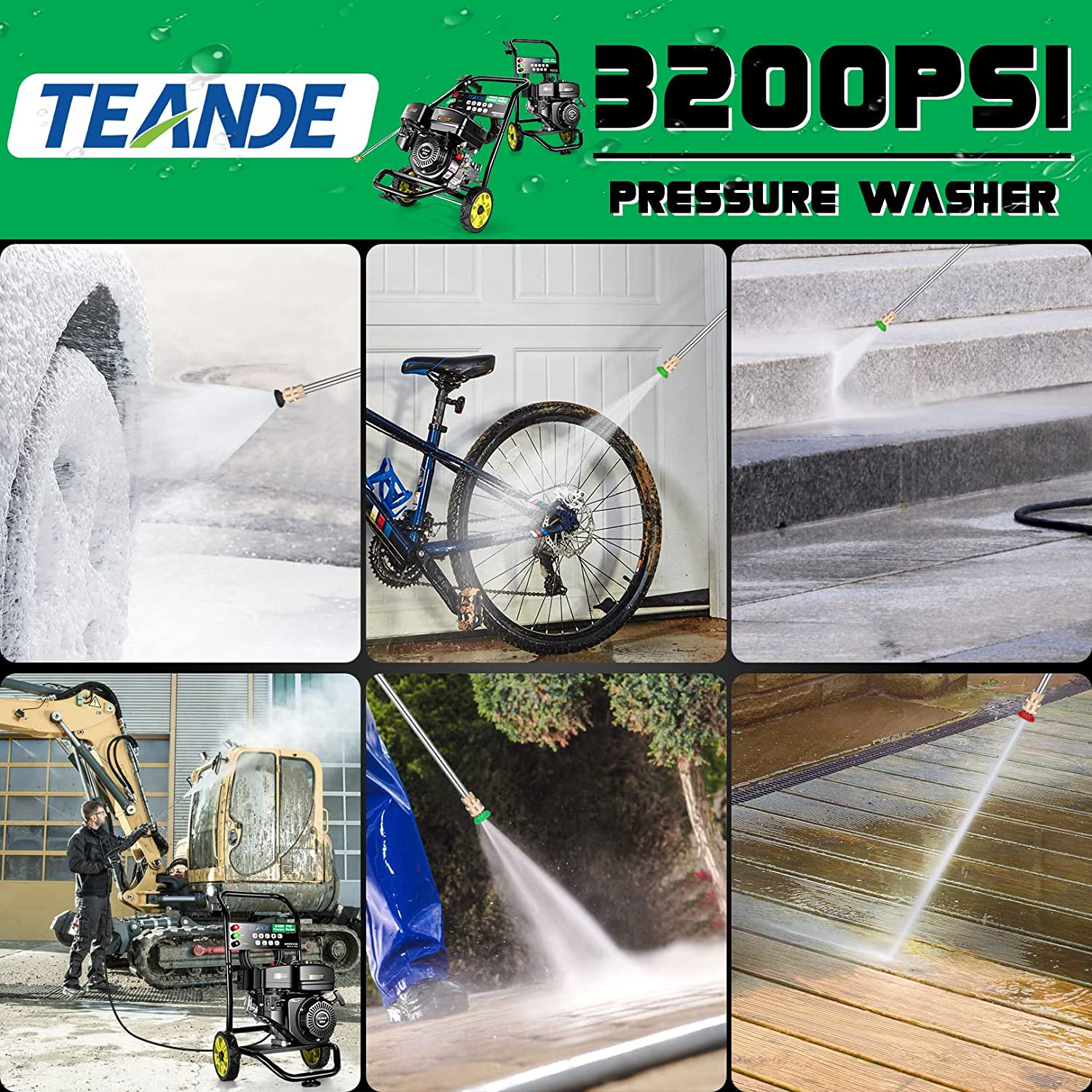 TEANDE Gas Pressure Washer 209cc 2.6 GPM