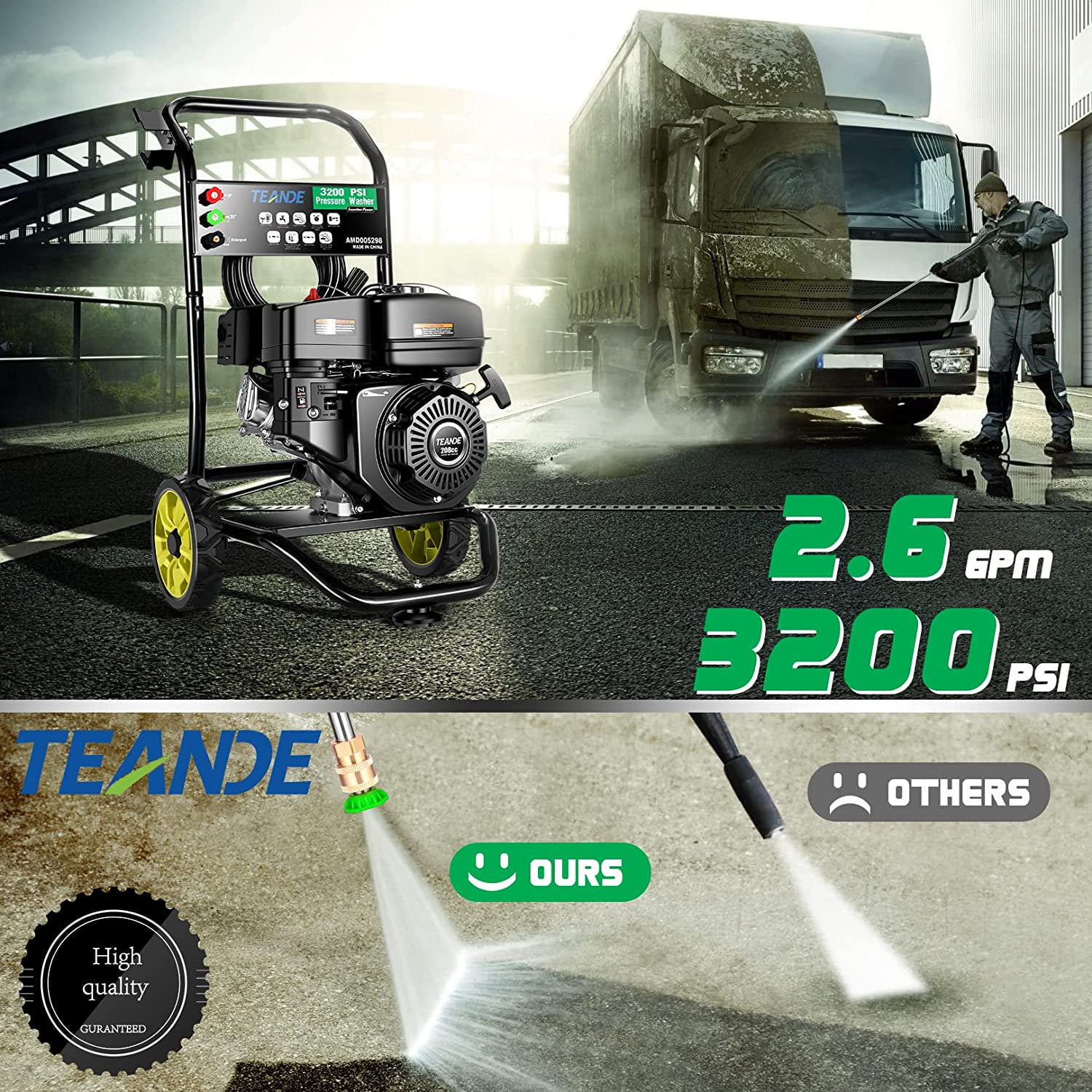 TEANDE Gas Pressure Washer 209cc 2.6 GPM