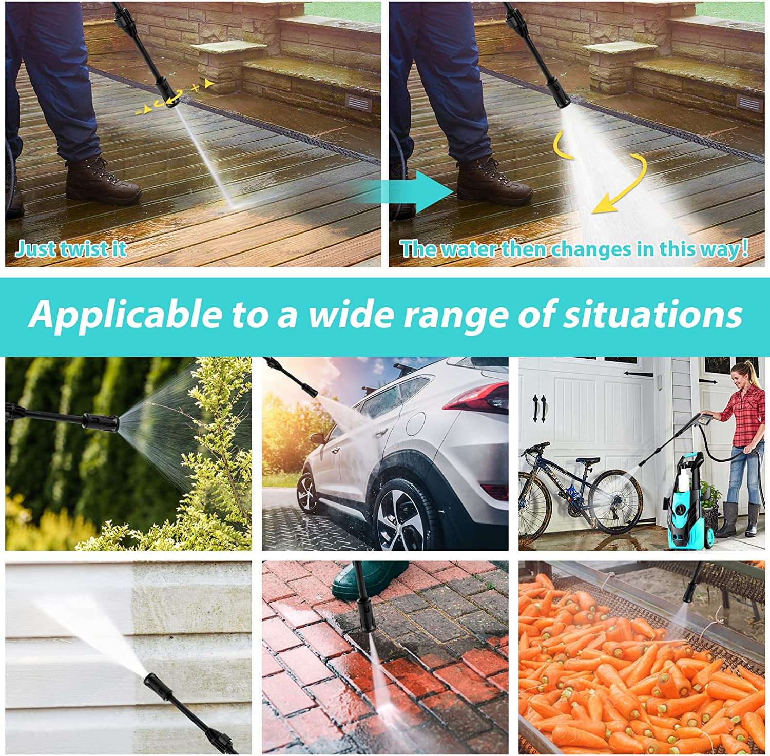 1600W Electric Pressure Washer with Adjustable Nozzle