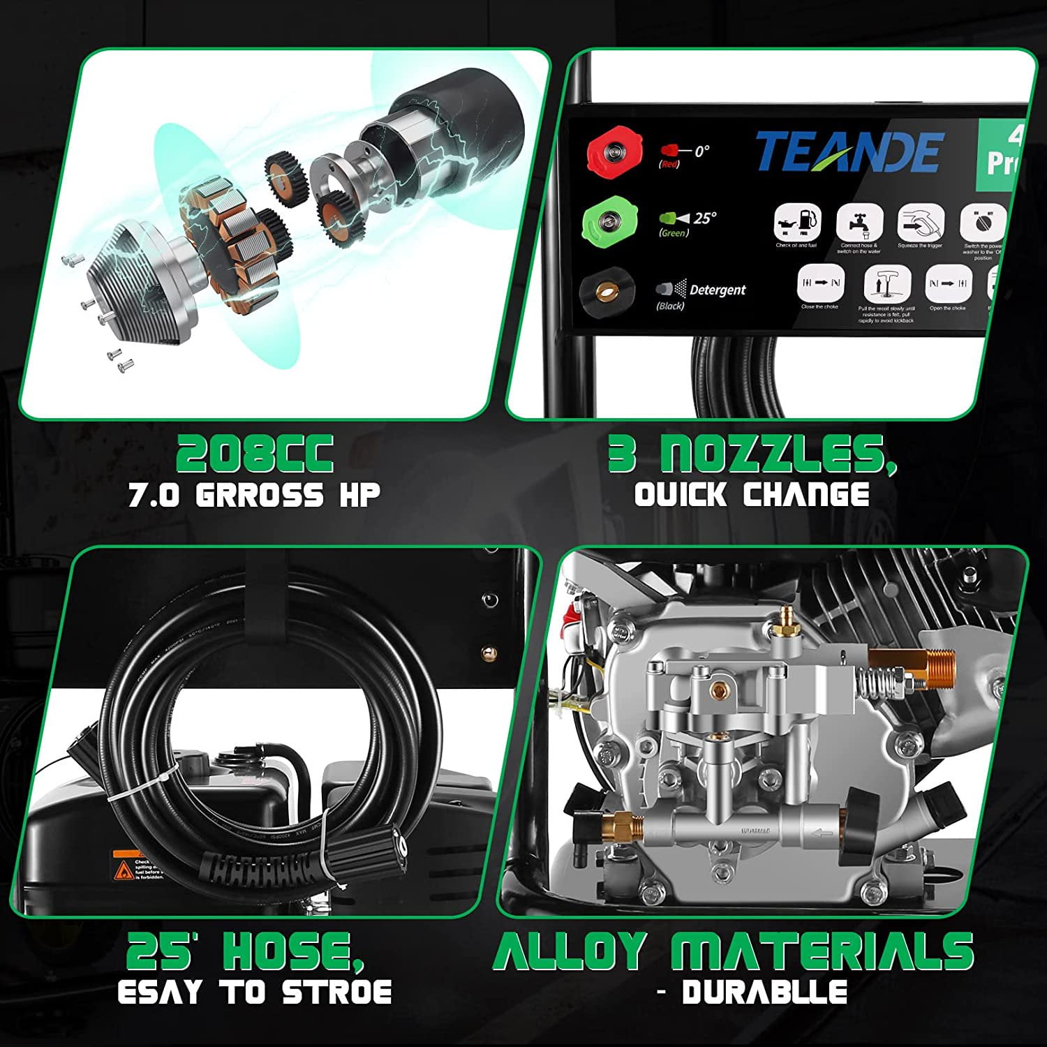 TEANDE Gas Pressure Washer 209cc 2.6 GPM