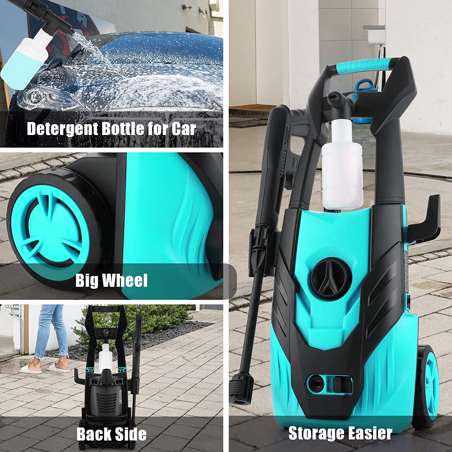 1600W Electric Pressure Washer with Adjustable Nozzle