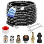 30M Pressure Washer Hose with Adapters and Nozzles