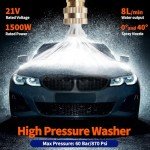 Lightasea 21V Cordless 1500W Portable Pressure Washer