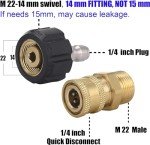 Quick Connect Pressure Washer Adapter Set M22 to 1/4