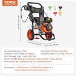 VEVOR 3400 PSI Gas Pressure Washer with Accessories