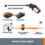 WORX Hydroshot 20V Portable Power Cleaner 320 PSI