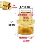 Brass M14 Female to M22 Male Pressure Washer Connector
