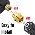 Brass M14 Female to M22 Male Pressure Washer Connector