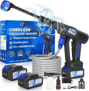 Cordless 6-in-1 Portable Pressure Washer with Batteries