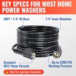 YAMATIC 50 FT Kink-Free Pressure Washer Hose