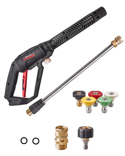 Pressure Washer Gun with Power Wash Extension Wand 4000PSI, 5 Sprayer Nozzle Tips, Pressure Washer Adapter Set Quick Connect Kit, High Pressure Washer Accessories