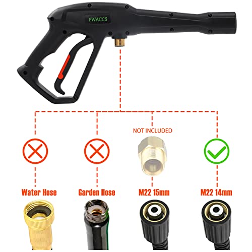 PWACCS Pressure Washer Gun Replacement with Extension Wand Kit — Power Washing Trigger Handle with 5 Spray Nozzles — Pressure Washer Parts Compatible with Ryobi, Green Works & Karcher — 2000 PSI MAX