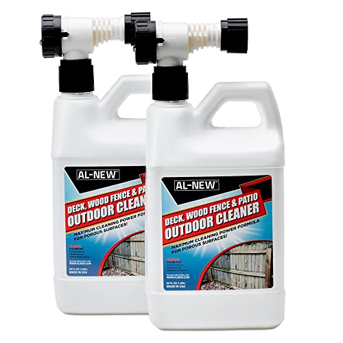 AL-NEW Outdoor Cleaner | Versatile Outdoor Cleaner 64oz Hose End Sprayer (Pack of 2) (Deck, Wood Fence, & Patio Outdoor Cleaner)