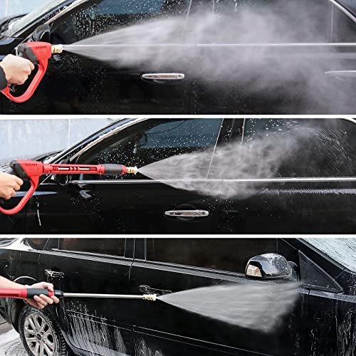 CHAVOR Upgraded Pressure Washer Gun with Extension Replacement Wand, M22 Fitting,7 Inch 30 Degree Curved Rod, 5 Nozzle Tips, 5000 PSI, 47 Inch