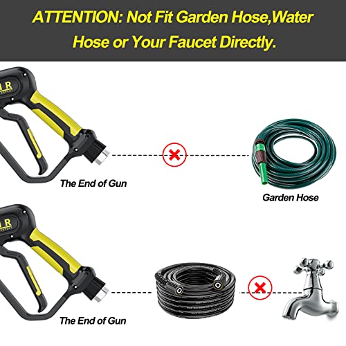 POHIR Pressure Washer Gun 3600 PSI with 3/8'' Swivel Quick Connect Extension Wand, M22 15mm and M22 14mm Fitting 40 Inch 7 Nozzle Tips
