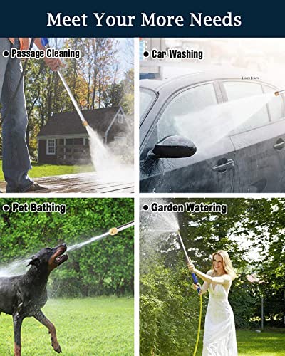 Jet High Pressure Power Washer Gun Extendable Power Home Garden Hose End, Lance Nozzle Cleaning Sprayer Glass Window Cleaning Sprayer Foam Cannon Car Water Washing Wand Extension,5 Tips