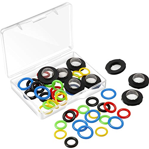 48 Pieces O-Ring Power Pressure Washer Kit 6 Sizes Sealing Stainless Steel Filter for Power Pressure Washers, Pump, Hose, Gun, Wand and Lance
