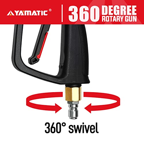 YAMATIC Pressure Washer Gun with 3/8" Swivel Quick Connector & M22-14mm Fitting, Stainless Steel Flexible Extension Wand Replacement for Most Power Washer, 40 Inch, MAX 4500 PSI