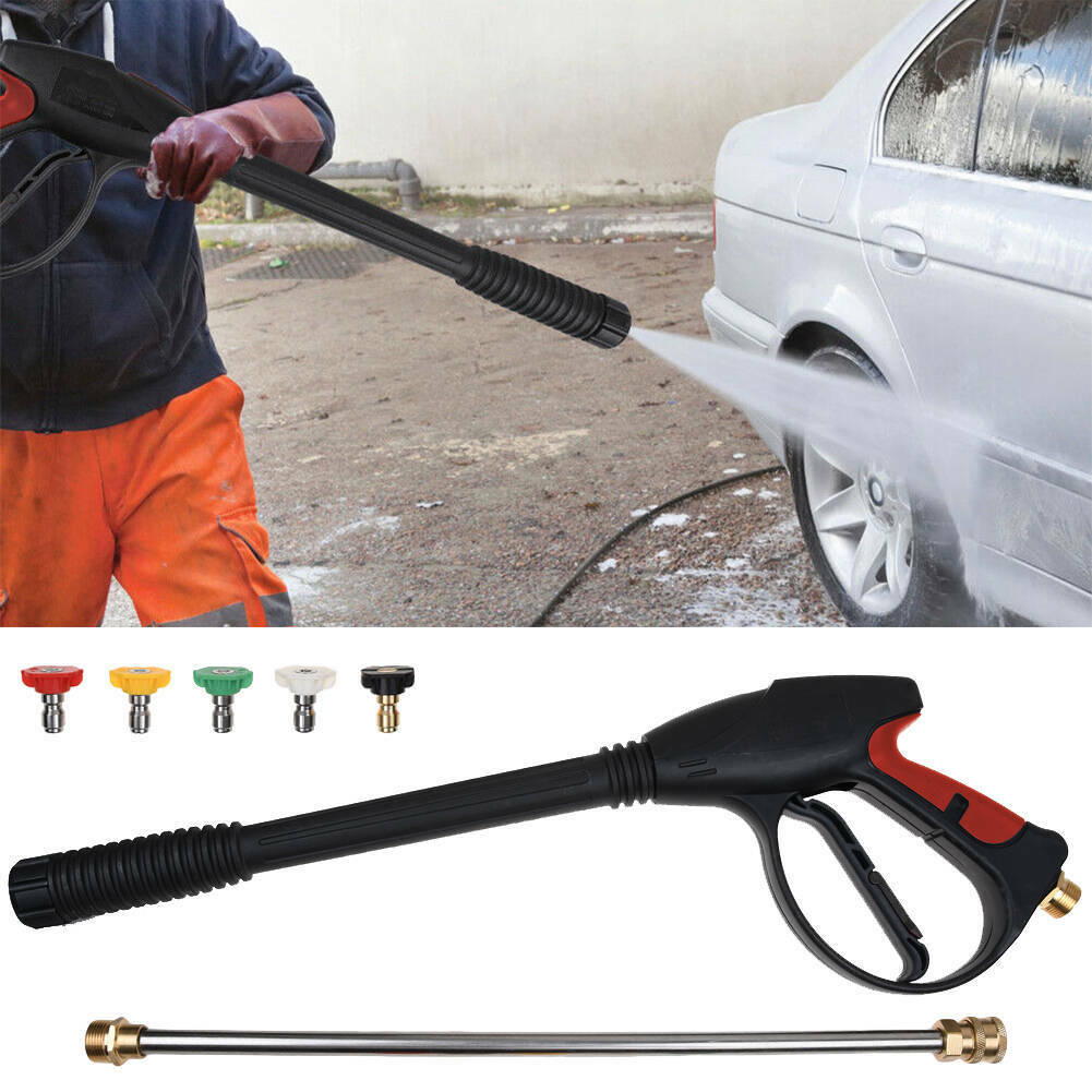 High Pressure Washer Spray Gun 4000PSI Car Power Wand M22  with 5 Lance Nozzle Adapter, 25FT Hose Kit