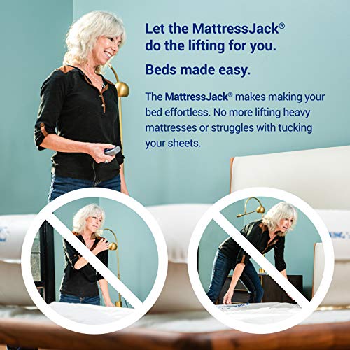 Mattress Jack Mattress Elevator - Easy Use Lifter for Sheet Tucking & Bed Making - Ergonomic Mobility & Daily Living Aid for Elderly, with Inflatable Ring, Air Pump, & Controller, Queen