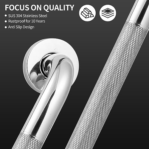 12 Inch Shower Handles for Elderly with Anti Slip Grip, Safety Elderly Assistance Products Grab Bars for Showers Stainless Steel Grab Bars for Bathtubs Bathroom (1 Pack)