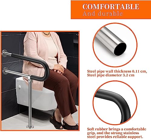 Botabay Handicap Grab Bars Rails 29.5 Inch Toilet Handrails Bathroom Safety Bar Stainless Steel Hand Support Rail for Seniors Elderly Disabled Mounted Bath Grips