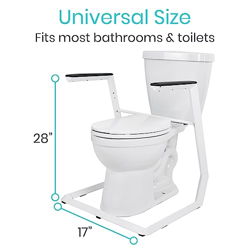 Vive Toilet Safety Rail - Stand Alone Handicap Grab Bar - Disability aid for Seniors - Seat Riser with Handles - Medical Bathroom Assist - Padded Armrest - Safety Frame for Elderly - Standing Support