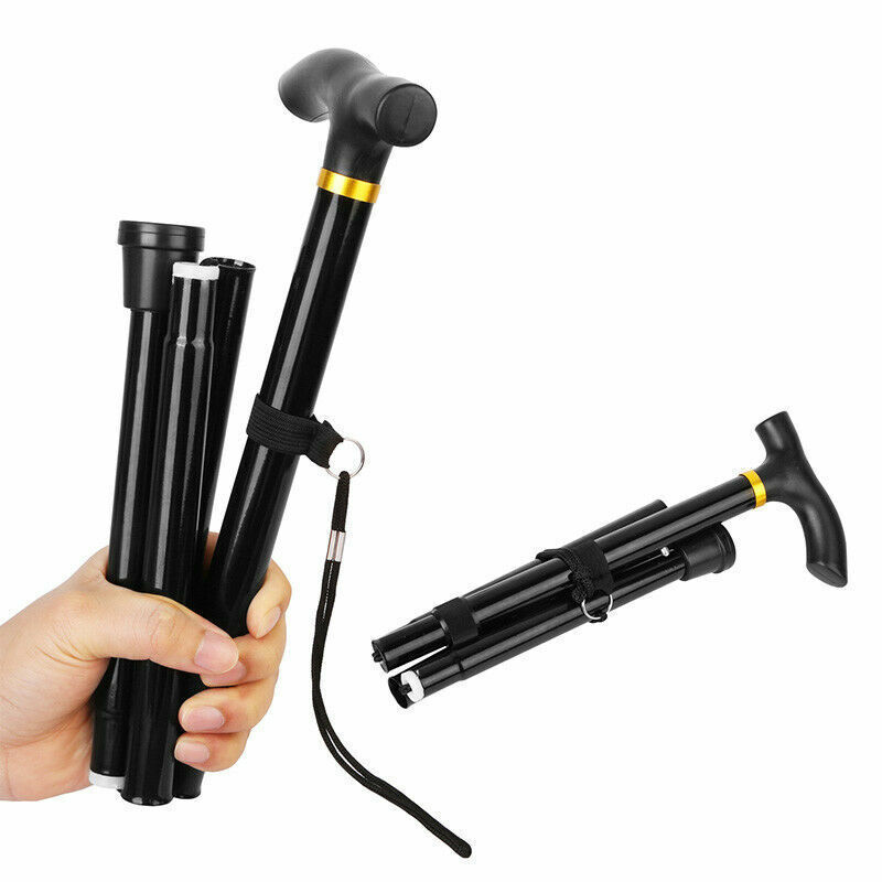 Adjustable Walking Cane Aluminum Walking Stick Folding Collapsible Travel Hiking